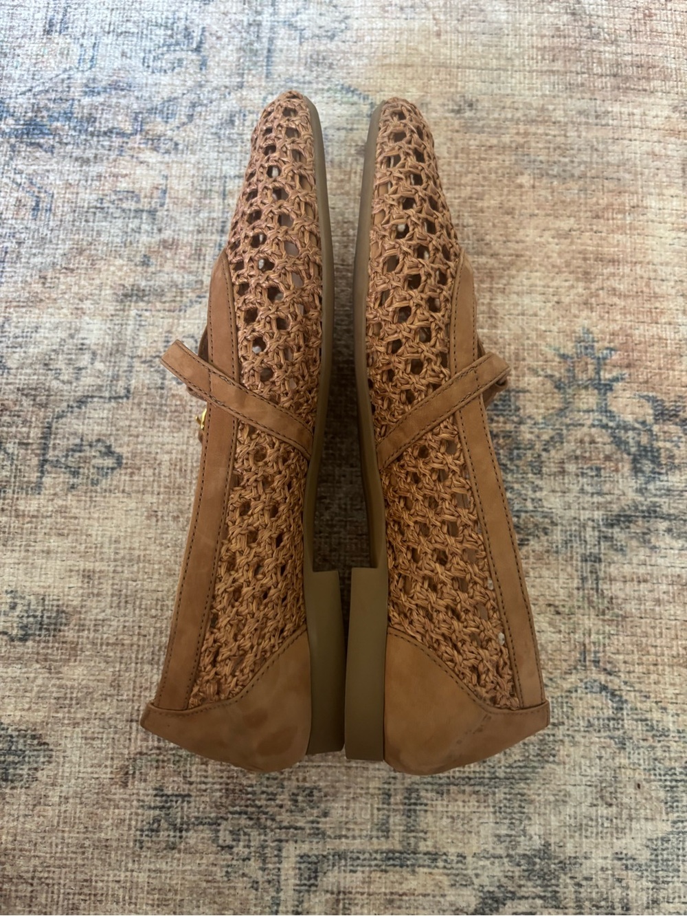 Paul Green Woven T-Strap Flats in Tan - Picture 4 of 16